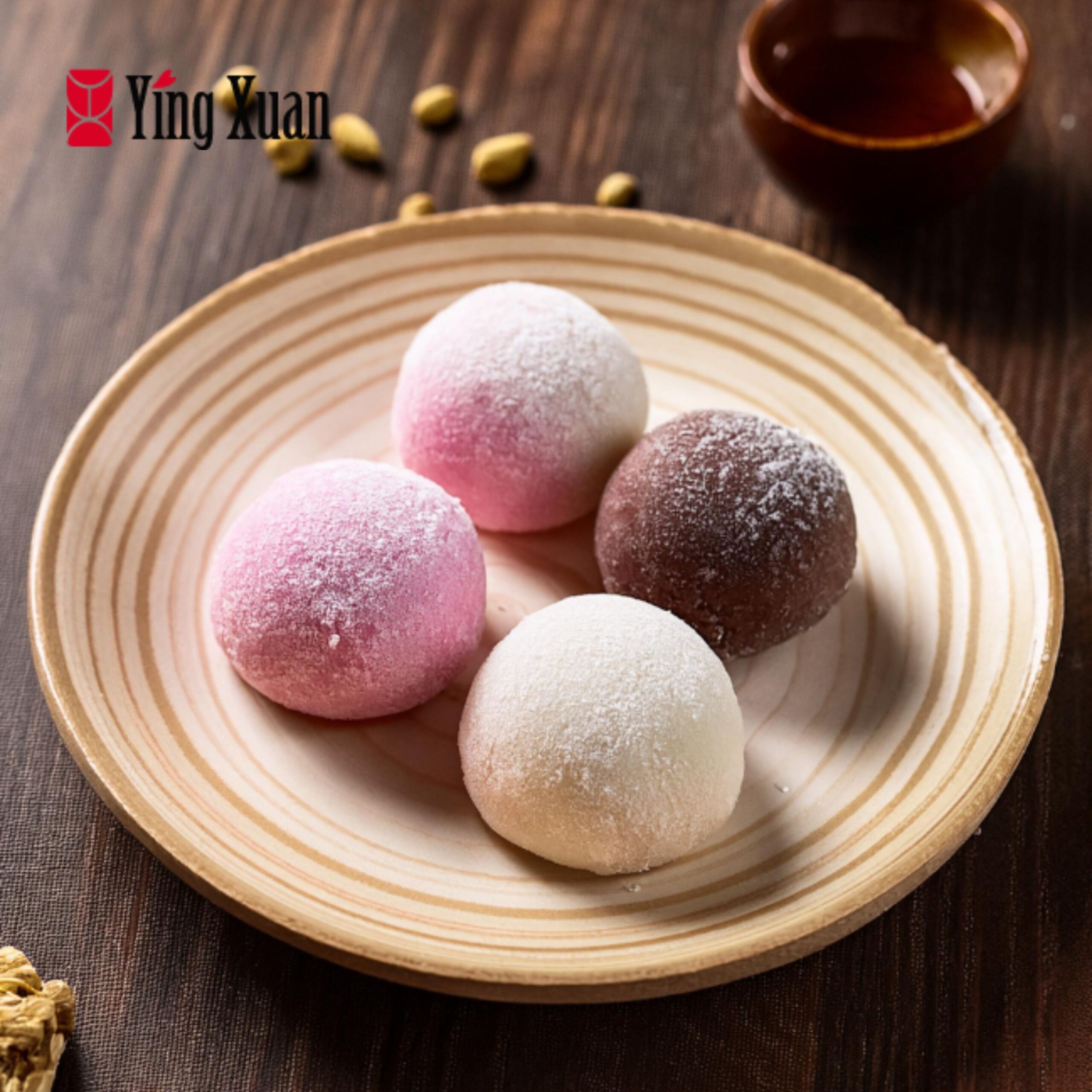 Mochi Ice Cream: Mochi wrapped around small balls of ice cream